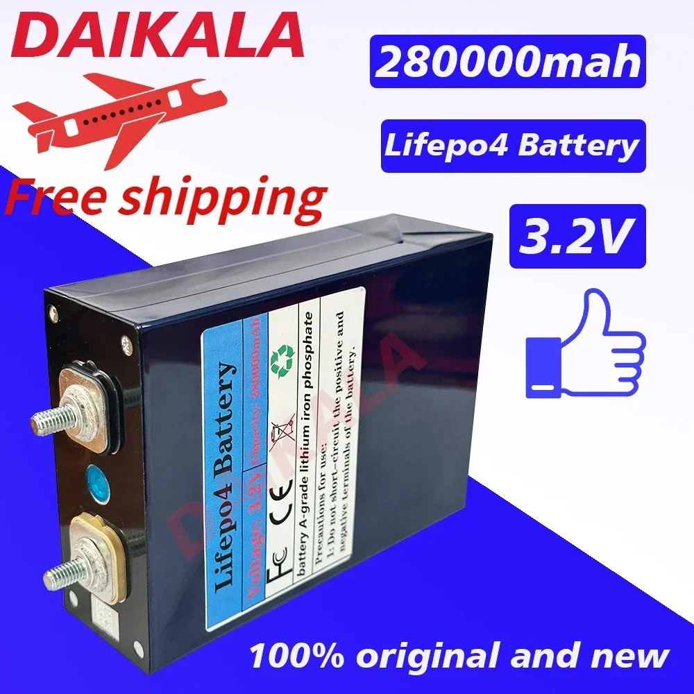 

NEW 3.2V 280AH LiFePO4 Battery Rechargeable Cells for Solar Energy DIY Lithium Battery Pack Home Power 12V in Stock