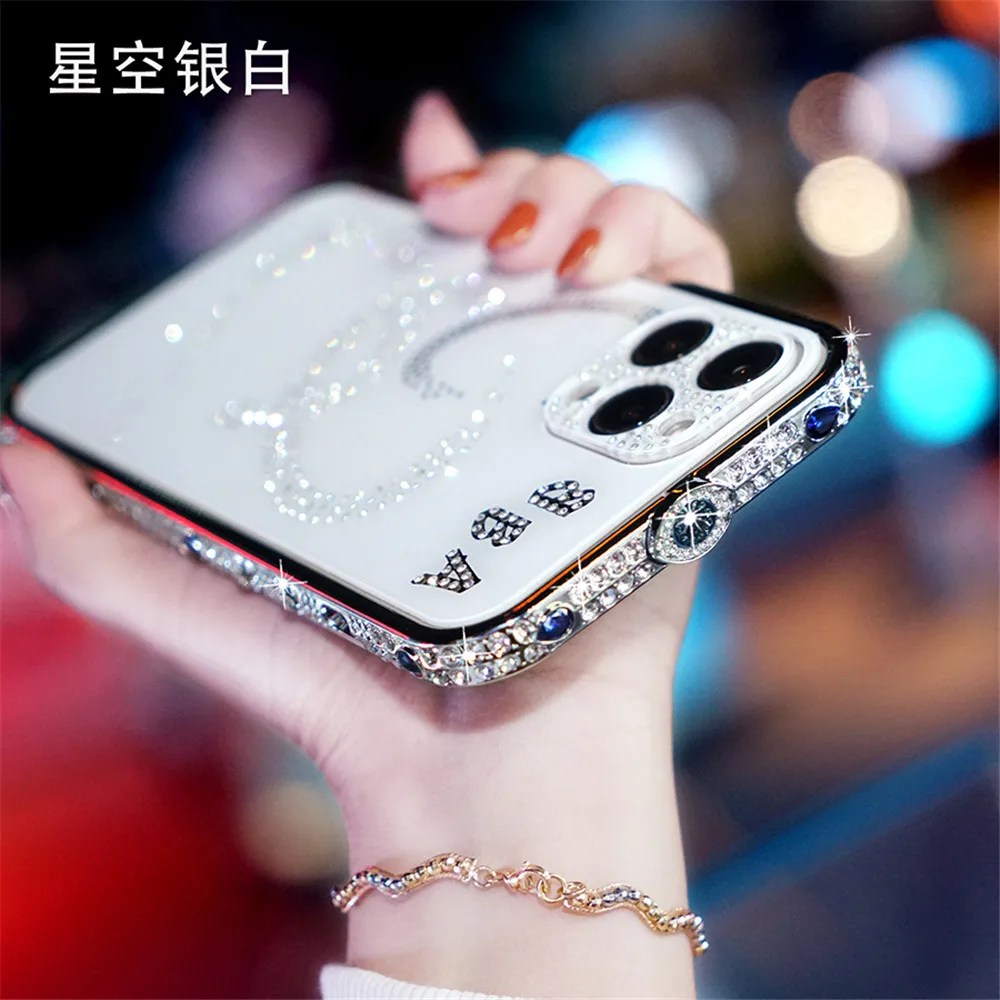 Hot! Crystal Diamond Glitter Rhinestone Metal Bumper For iPhone 11 12 13 14 15 Pro Max 12 13 Pro 14 Plus Case Cover