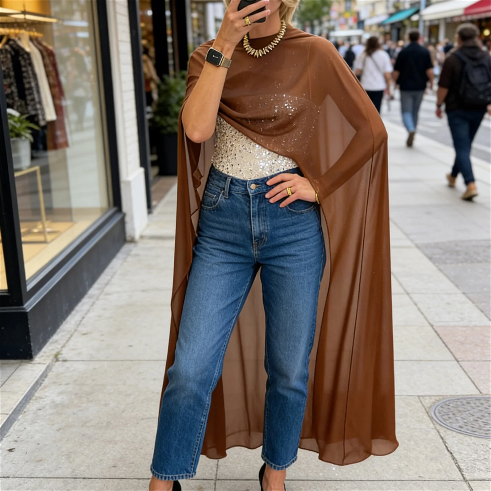 Women Sheer Tops, Crew Neck Irregular Cover-ups Summer Clubwear for Street Party