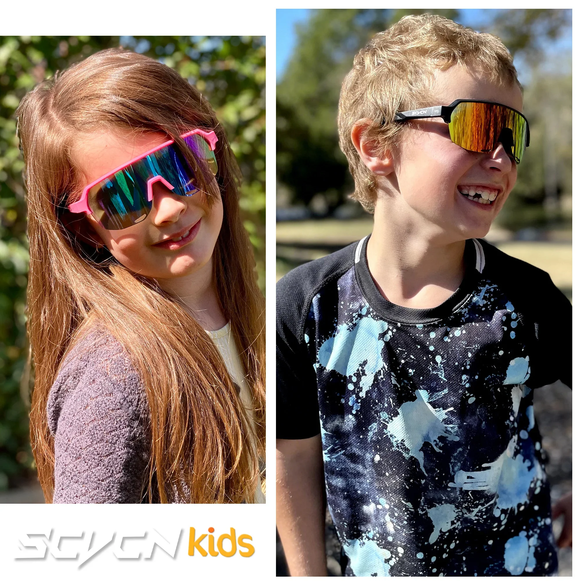 SCVCN Outdoor Kinder Sport Sonnenbrille UV400 Jungen Mädchen Brille Fahrrad Brillen Kind Camping Brille MTB Angeln Fahrrad Radfahren
