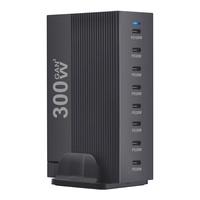 New Style 300W Gan C Fast Charger PD100W Vertical Stripe 8-port Charging station HUB Fast Compact GAN charger power adapter