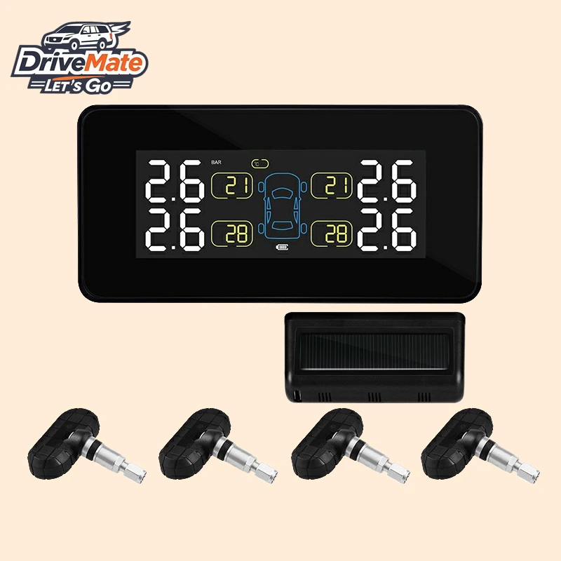 

Auto Solar Tire Pressure Monitoring System Wireless Bluetooths Android Actual Time Safely Alarm Tyre Pressure Car TPMS