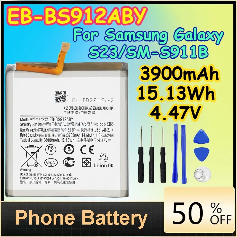 

EB-BS912ABY 3900mAh 15.13Wh 4.47V for Samsung Galaxy S23/SM-S911B Replacement Phone Batteries + Free Tools