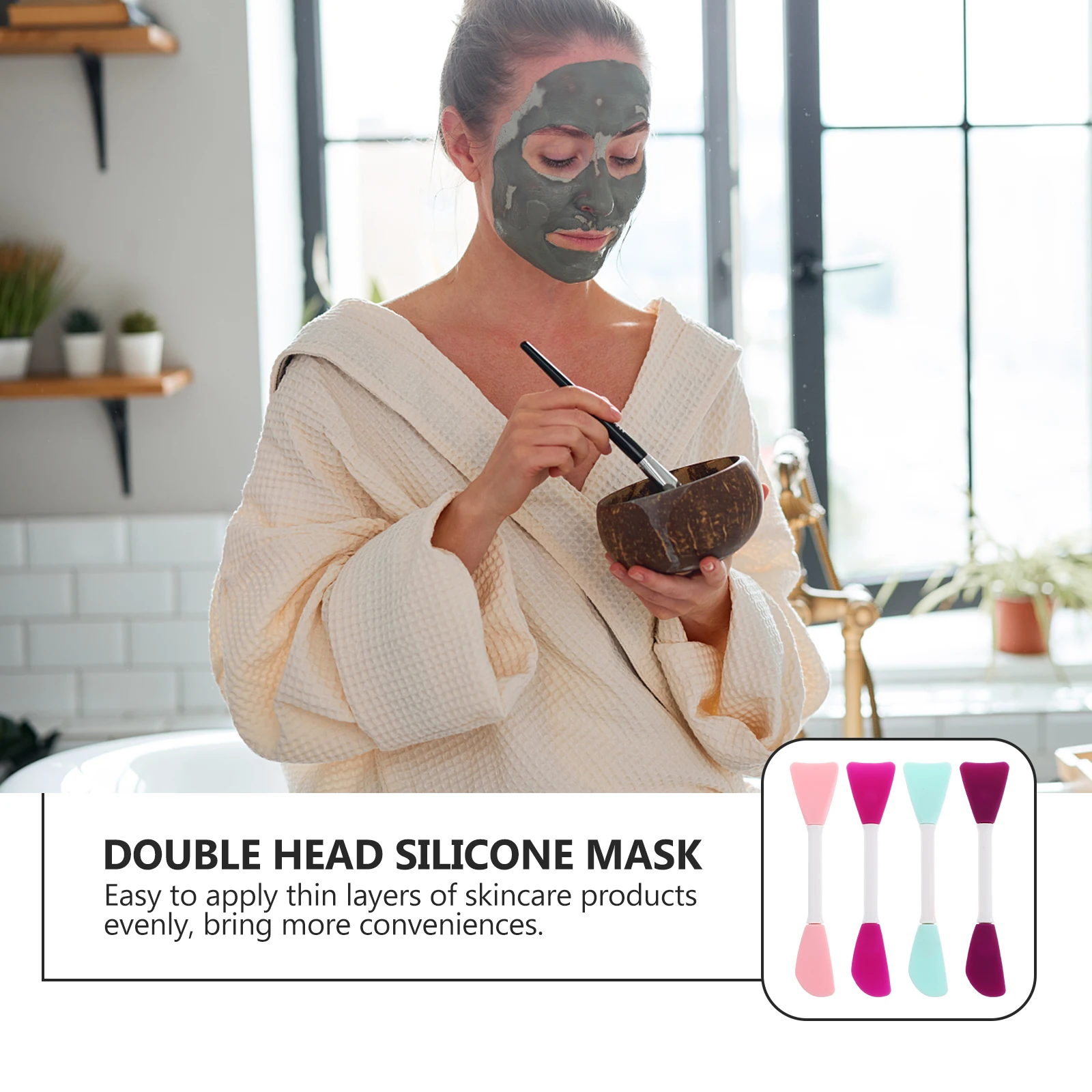 4Pcs Silicone Mask Applicators for Face Mud and Creams Lightweight Ergonomic Handle No Deformation Beauty Tool Facial Care