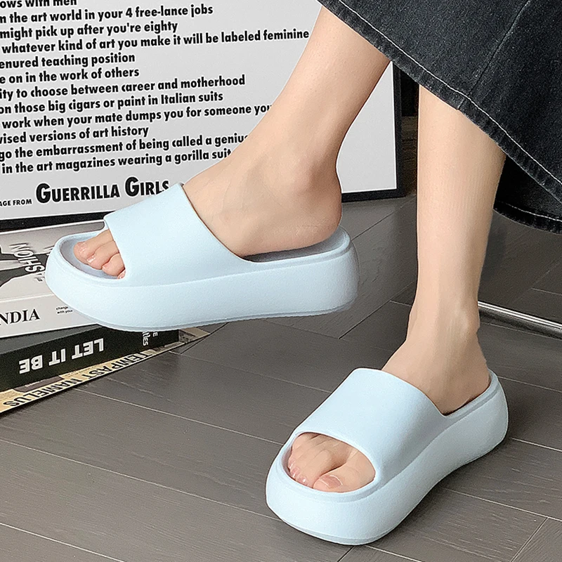 Thick Bottom 6cm Pink Slippers For Women Indoor Lightweight Soft Sole Cloud Slides Sandal Summer Beach Non Slip Woman Slippers view 6