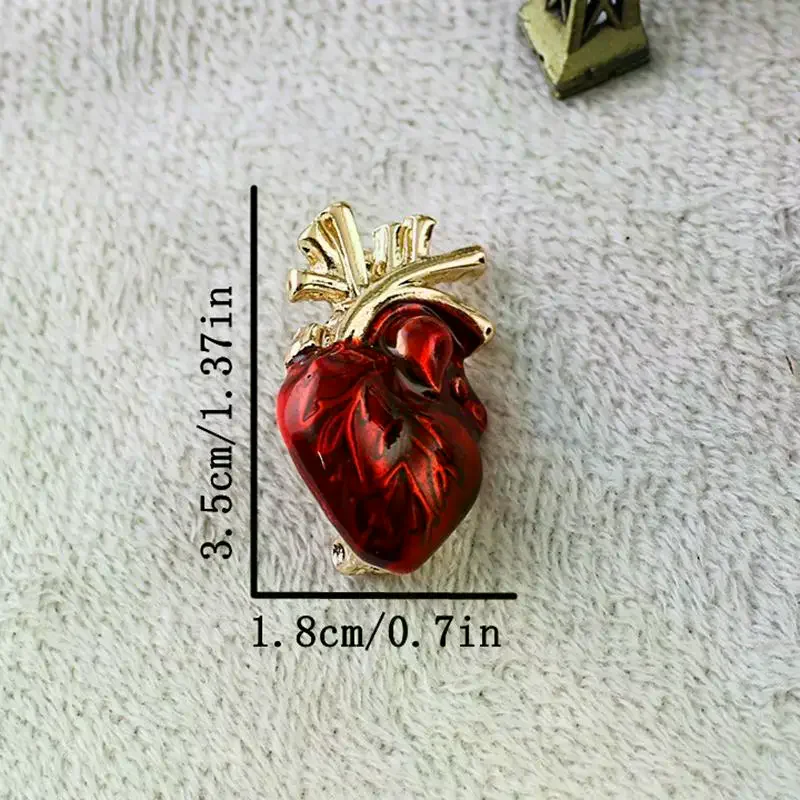 Enamel Heart Brooch Unisex Organ Pin For Women Human Body Fashion Badge For Nurse Doctor Medical Bag Clothes School Gift Idea