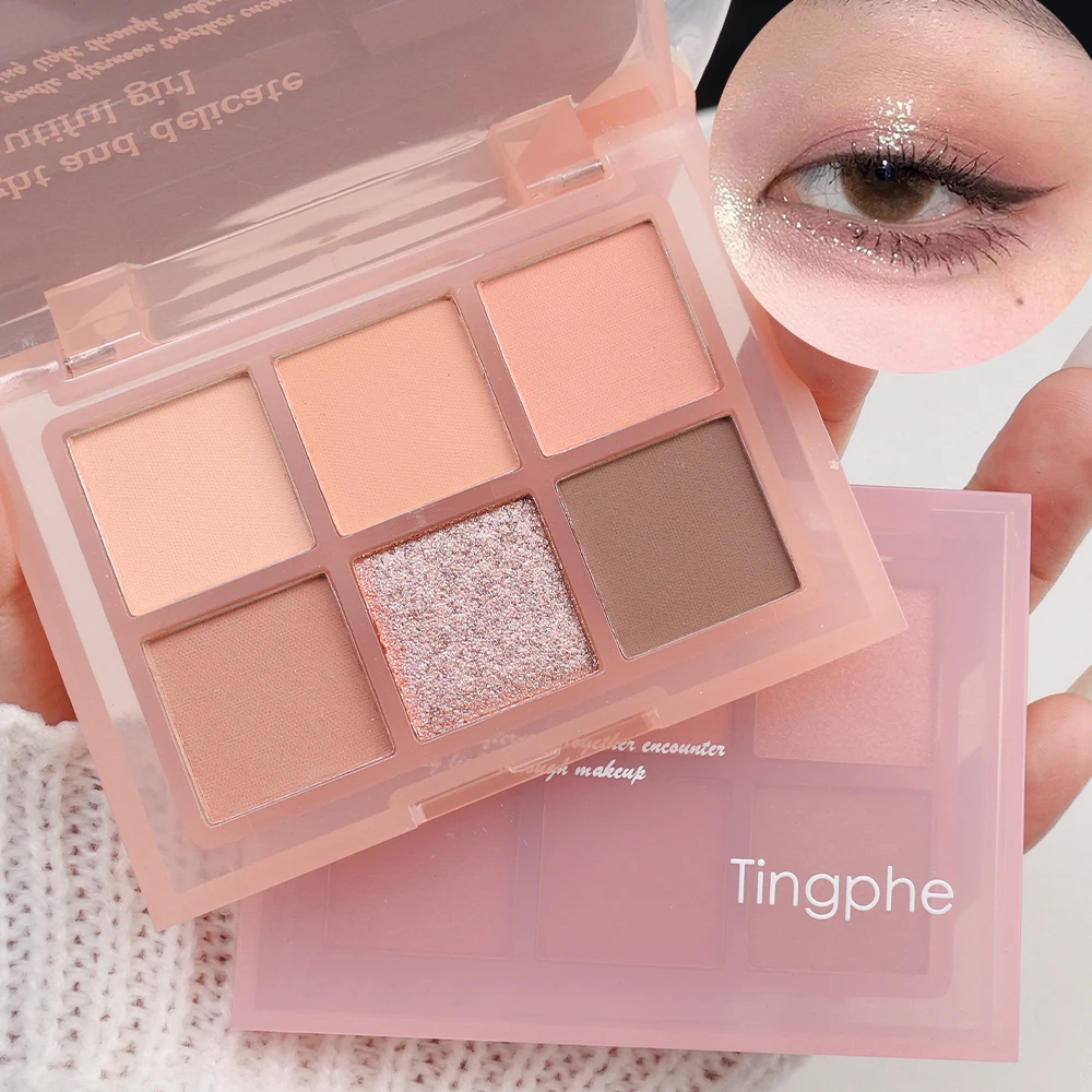 Pearlescent Pink Eyeshadow Korean Makeup Nine-Colors Waterproof Lasting Glitter Matte Nude Eye Shadow Palette Pigments Cosmetics