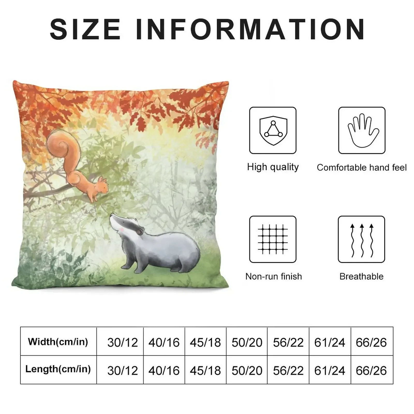 Badger and squirrel - forest friends Throw Pillow Pillowcase Cushion Decorative Cushion Cover Luxury Pillow Case pillow