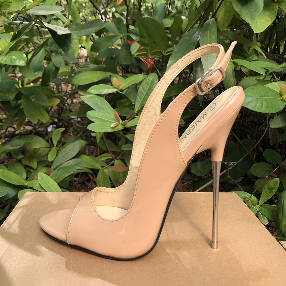 16cm Pumps Super High Heels Women Nude Sandals Sexy Peep Toe Metal Stilettos Fetish Model Cross Dresser Unisex Shoes Customize