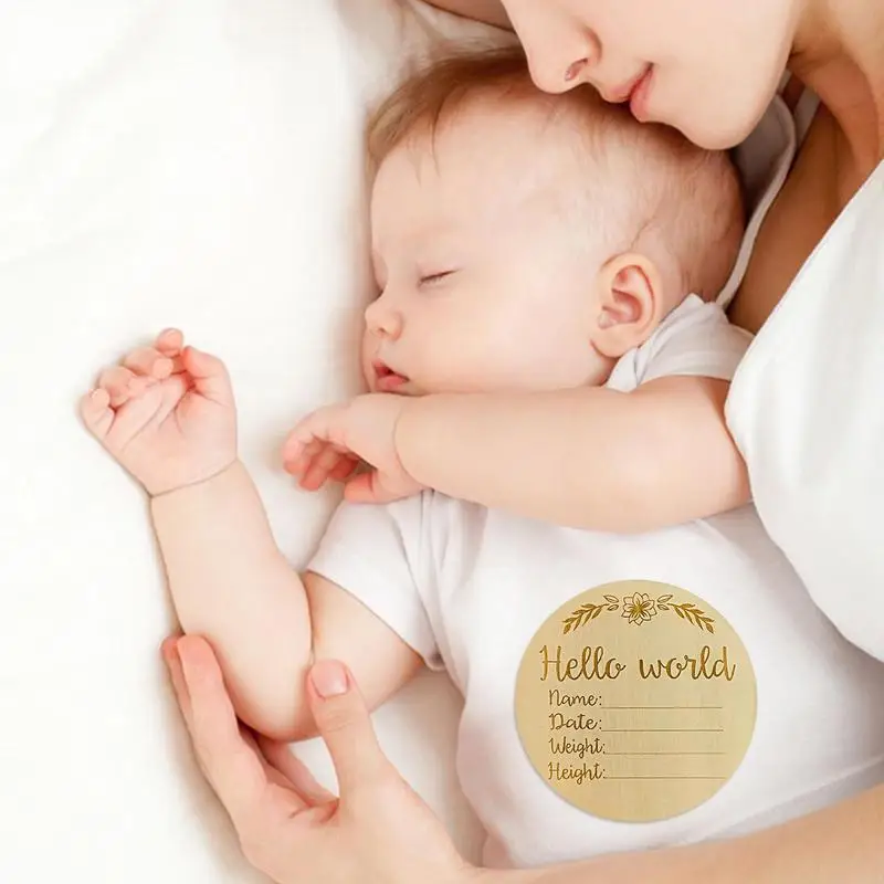 Announcement Sign Keepsake Wooden Birth Name Date Recording Sign Photography Props Keeping The Child Mmoment For Living Room