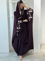 Siskakia Ramadan-Dubai haftowany kardigan abaja dla muzułmanek z hidżabem Kebaya marokańska stylowa elegancka odzież