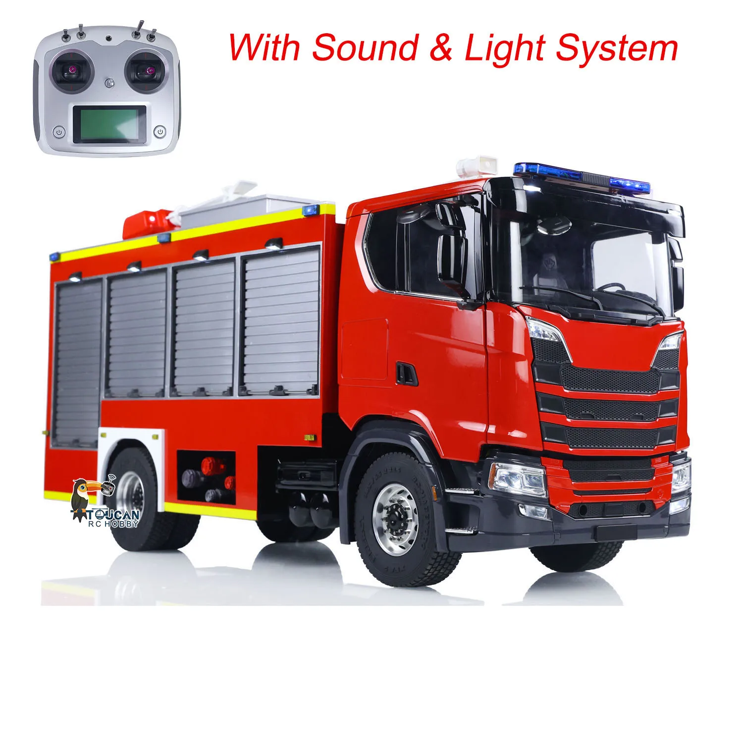 

1/14 Electric Vehicle Remote Control Fire Truck SC 770S i6S Radio 2Speed Gerabox Water Spraying No Charger RC Model Car