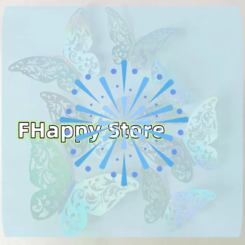 [MA]12 PCS Holographic 3D Butterfly Wall Decals Hollow Carved Design Iridescent Shine For Home Decor Kids Room Wedding Party[MA