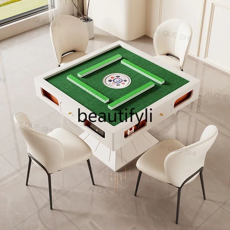 Fully automatic rock slab with fire mahjong table dual-purpose dining table