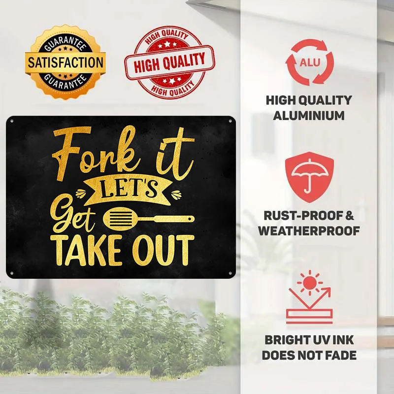 Fork It Take Out Poster Retro 3D Printed Metal Signs Customized Wall Hanging Gift for Luxury Decoration Home Decor Ornaments