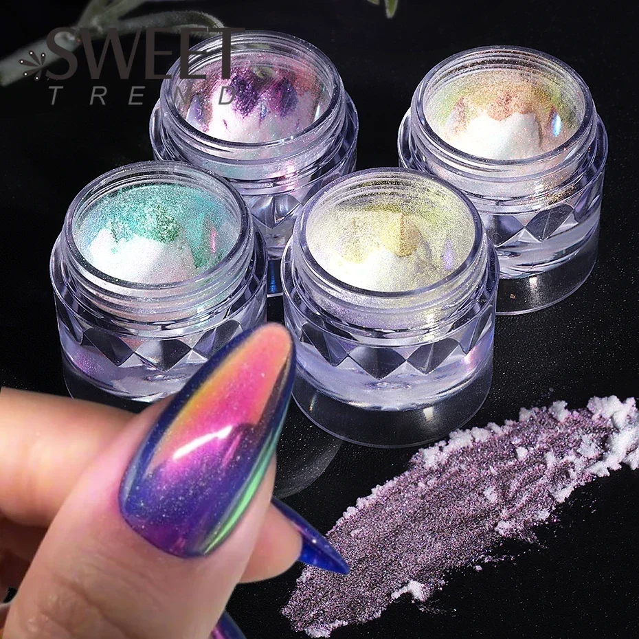 Mirror Nail Powder Pigment Moonlight Purple Rubbing on Nail Art Glitter Dust Chrome Aurora Blue Manicure Holographic Decorations