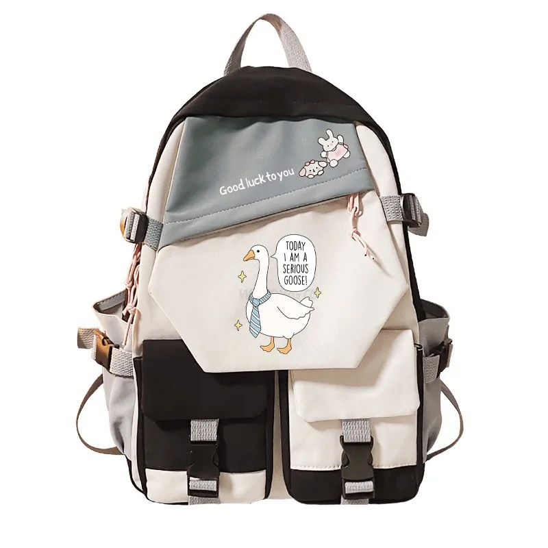 Serious Goose Cartoon Backpack Men Women Student School Bag Large Capacity Laptop Rucksack  Outdoor Teen Gift
