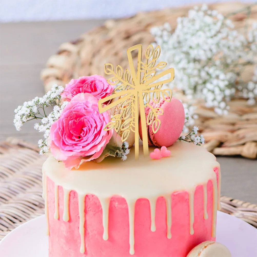 

10pcs Cross Decoration Cake Topper Acrylic Baptism Dessert Centerpiece Unique Design Versatile Use Firm Material Set