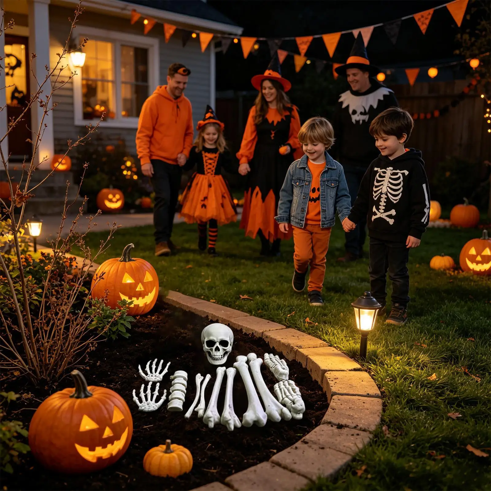 Halloween Skeleton Realistic Halloween Graveyard Skeleton Props Haunted House Bones Decor For Backyard Lawn Garden Outdoor Party