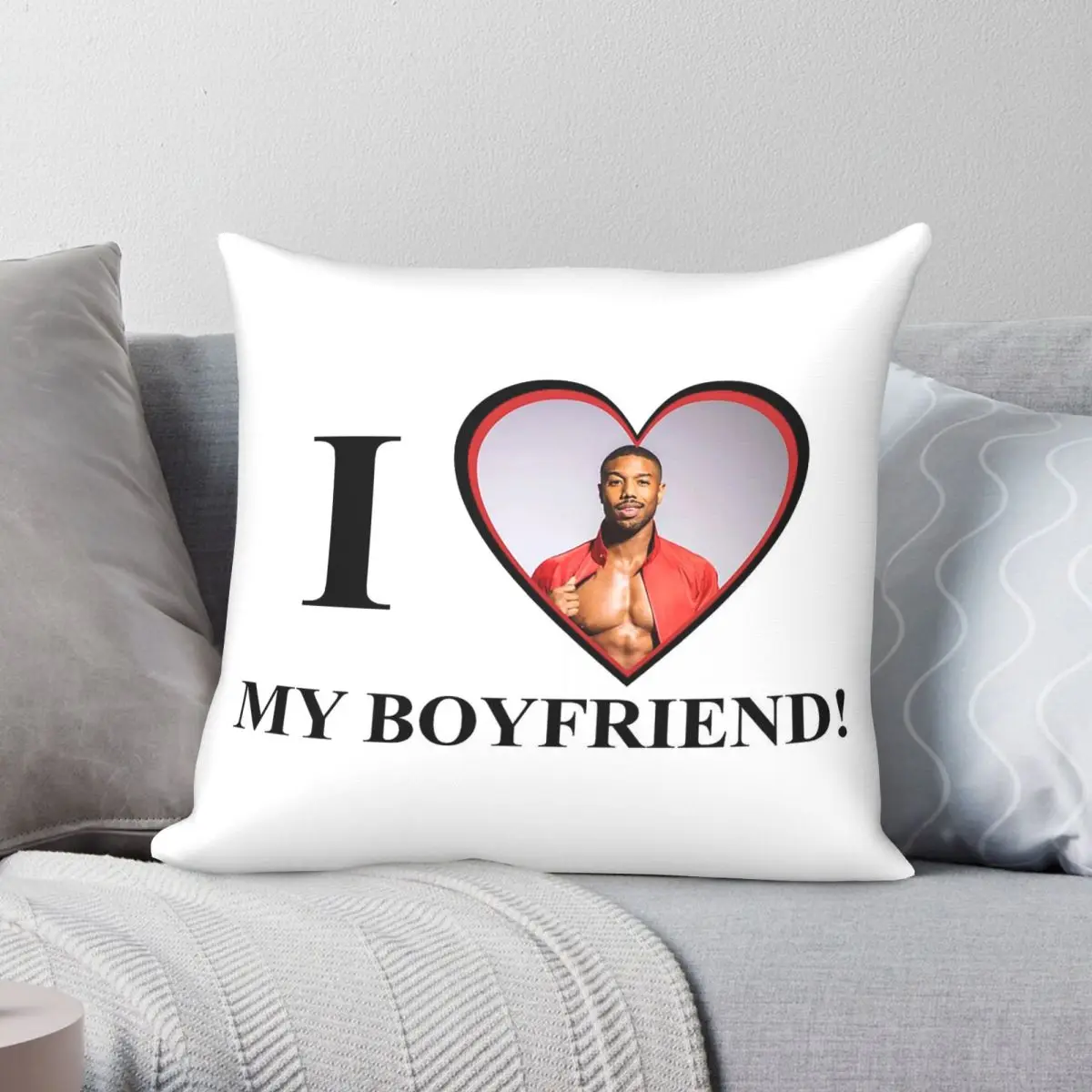 Michael B Jordan My Boyfriend Square Pillowcase Polyester Linen Velvet Printed Zip Decor Pillow Case Bed Cushion Cover