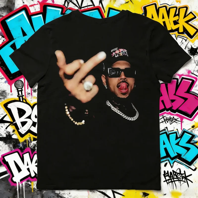 

2025 Summer American Chris Brown Retro Middle Finger/Chris Brown Breezy Bowl XX Tour T-shirt 100% Pure Cotton Printed T-shirt