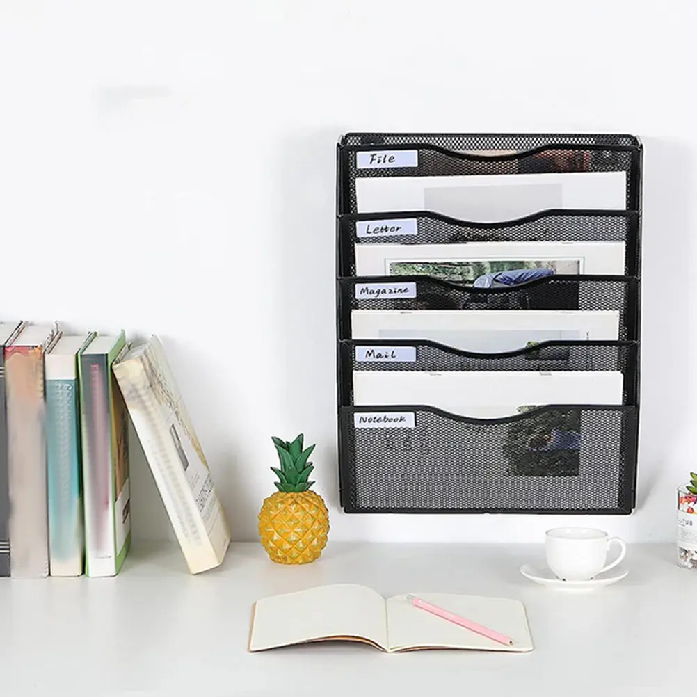 

Многоуровневый металлический органайзер для документов, прочный настенный держатель для файлов, офисная сетчатая подставка для журналов, многофункциональное хранилище для документов