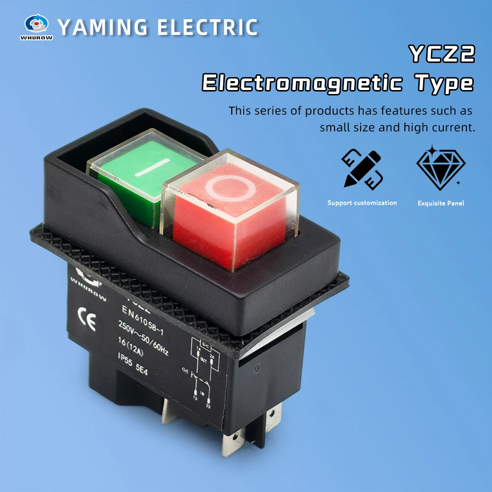 YCZ2 Электромагнитный переключатель 4/5 Pin 110 В/220 В Мгновенный (сброс) Вкл. Выкл. Красная/зеленая кнопка аварийной остановки Замена KJD17