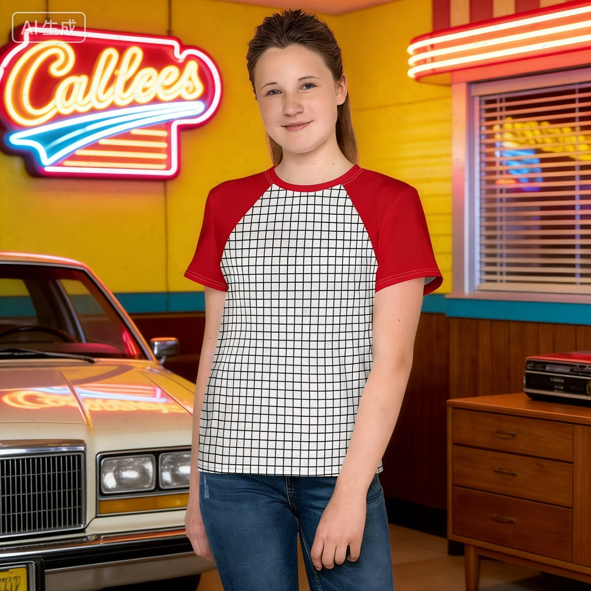 Camisa Listrada Americana Retro Stranger Thin Max Mayfield, Traje Casual de Cosplay Inspirado em Personagem de TV, Camiseta para Fãs de Motocicleta