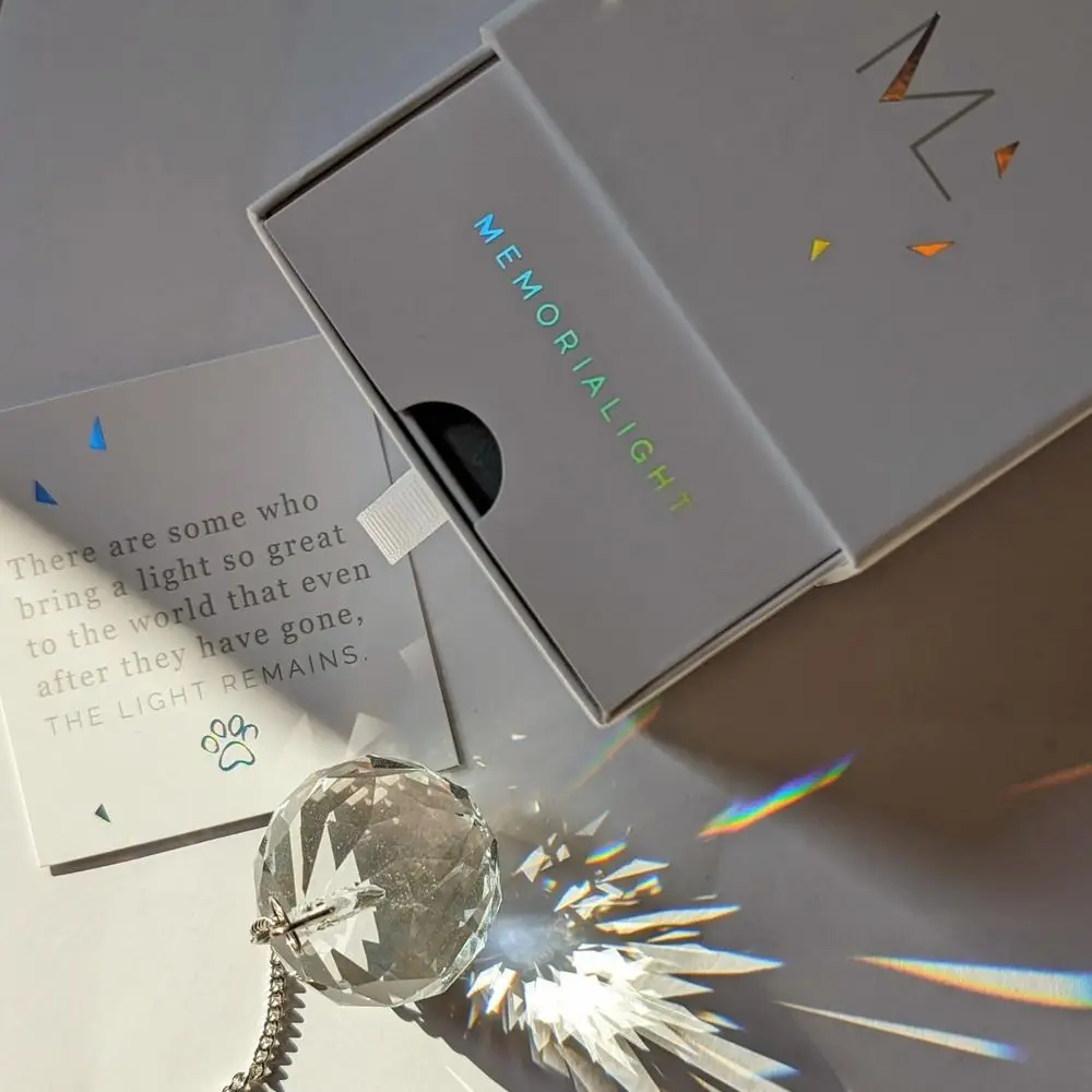 

Кристаллический памятный сувенир для питомца - радужный декор и отпечаток лапы в память о потере собаки или кошки