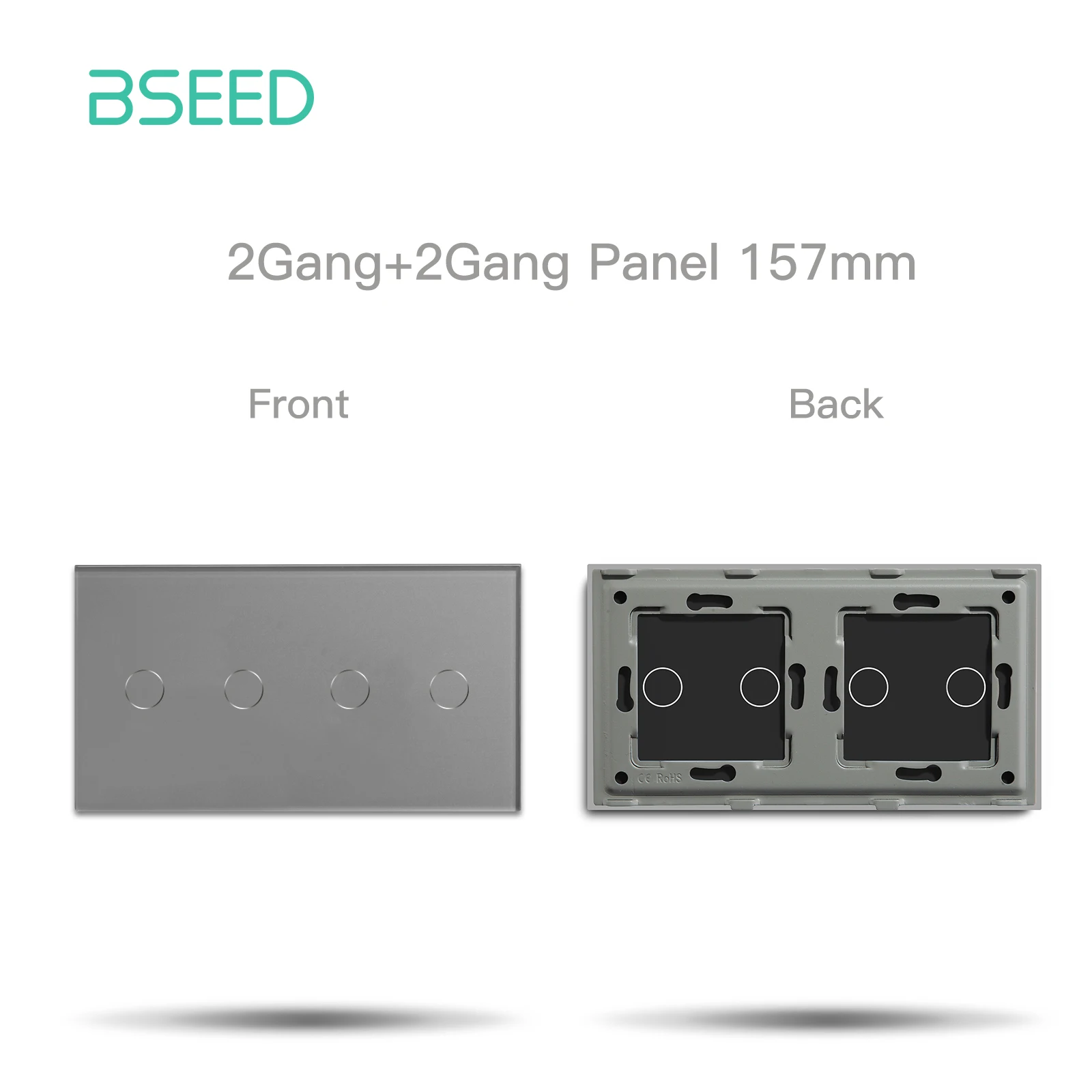 BSEED Touch Lichtschakelaar 1/2/3Gang Dimmer Functie Onderdelen Glazen Paneel Grijs EU Stopcontact plug DIY Gratis Combinatie