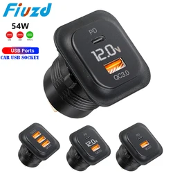 USB 충전기 콘센트 고속 충전기 소켓, PD 타입 C 및 QC3.0 USB 포트, 자동차 보트 해양 트럭용 USB 소켓, 12V, 24V