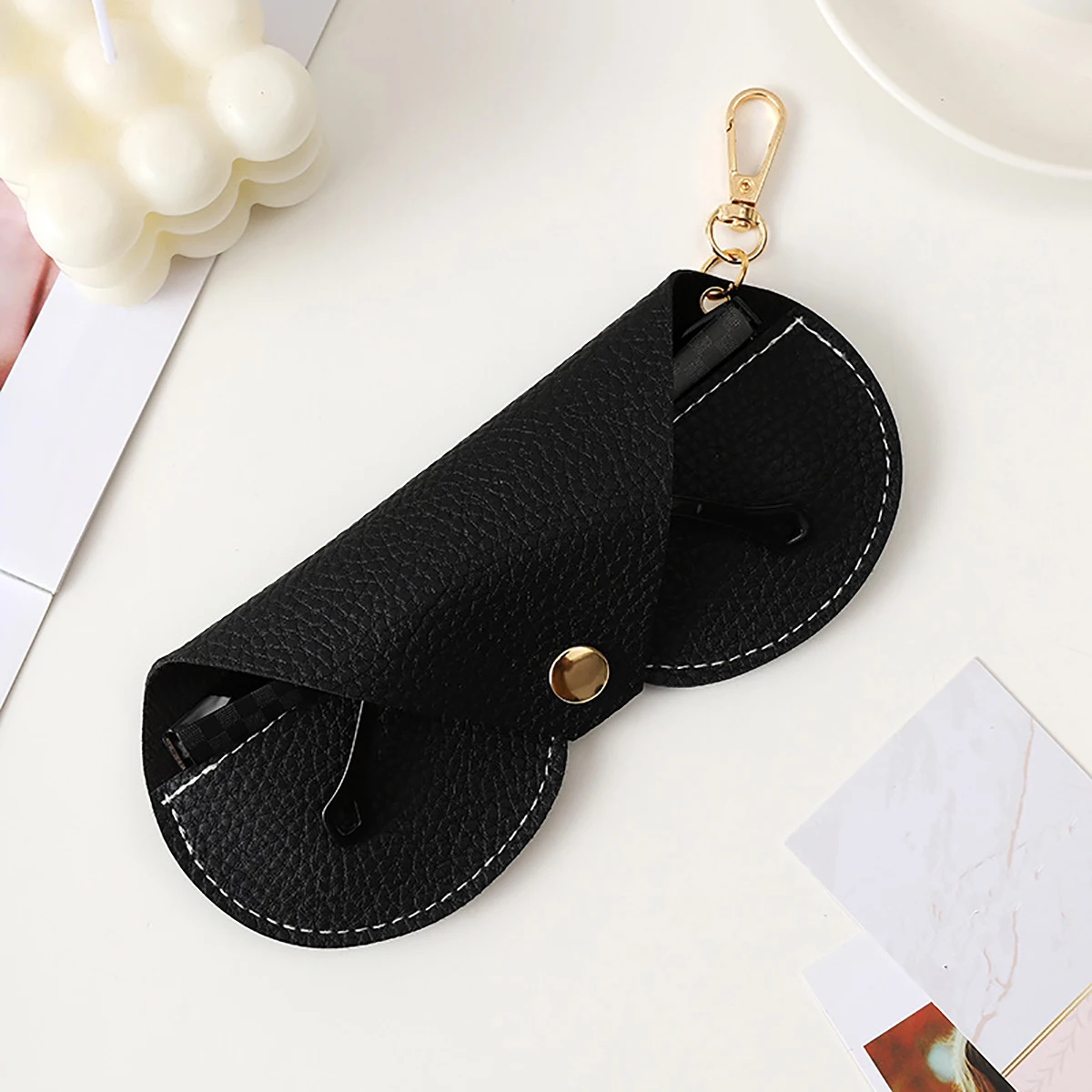 1pc Portable PU Glasses Bag Foldable Travel Sunglasses Case Simple Glasses Storage Box Travel Glasses Case Holder Pouch Cases