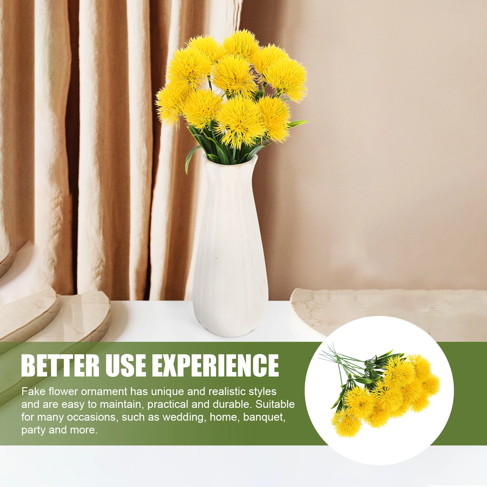 

10Pcs Fine Workmanship Simulated Dandelions Artificial Faux Flowers For Wedding Banquet Decoration