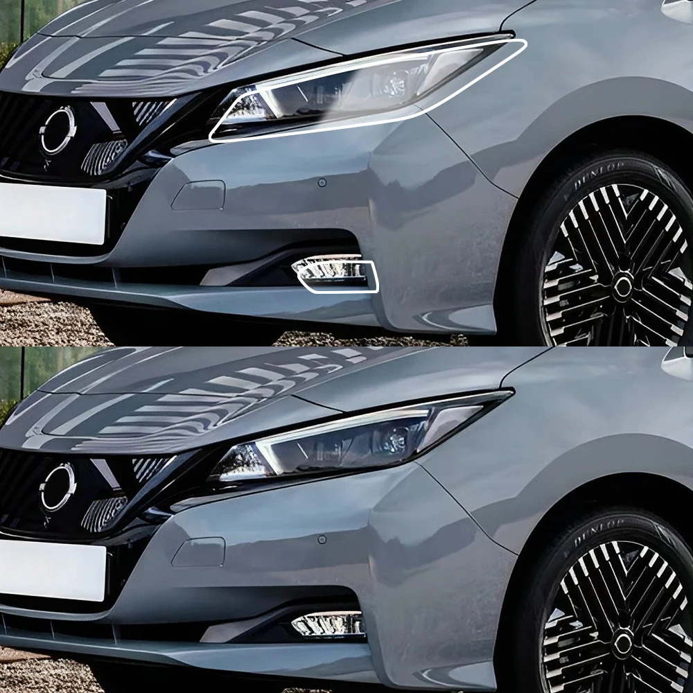 

For Nissan Leaf ZE1 2017-2026 Smoke Black High-Gloss TPU Headlight PPF Film Pre-Cut Anti-Scratch Protective Vinyl Wrap Cover Kit