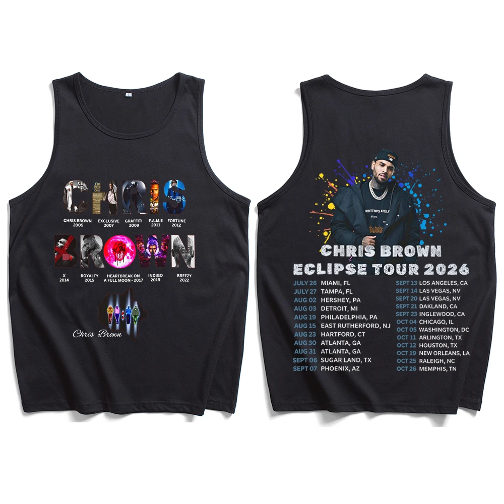 2026 Chris-Brown Eclipse Tour Shirt Man Woman Tank Top Cotton Summer Casual Sleeveless Vest