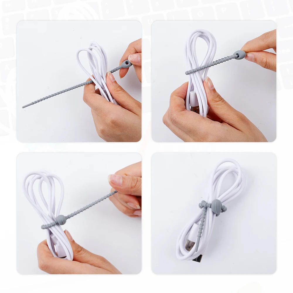6/1PCS Silicone Self-Locking Cable Ties Reusable Multifunctional Wire Organizer Desk Data Line Earphone Fasten Cord Bundle Strap