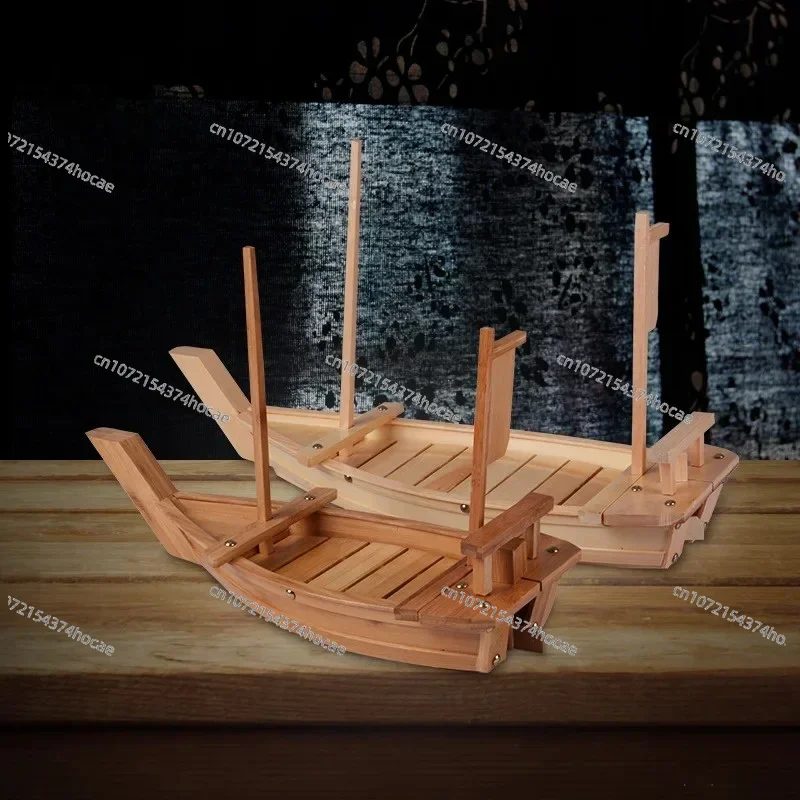 New luxury sashimi boat dry ice boat sashimi platter sushi tableware Japanese cuisine wooden  boat bamboo sushi tool