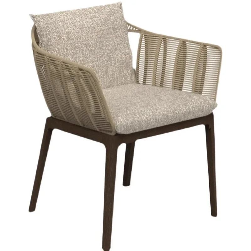 

Outdoor leisure table and chair villa rattan courtyard rattan chair garden chair simple Chinese teak rock slab dining table and