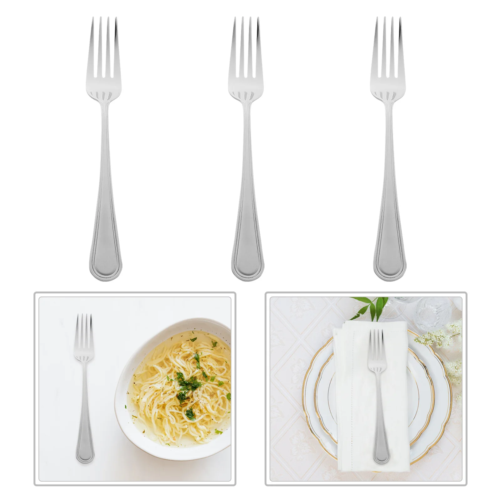 Forchette da dessert in acciaio inossidabile da 3 pezzi Forchetta da frutta multifunzione per piccoli torte per la cucina portatile resistente all'usura per la casa