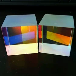 Defective X Cube square Glass Prisma Decoration Glass 3.4x3.4x3.6cm 2PCS Educational Prisms Rainbow