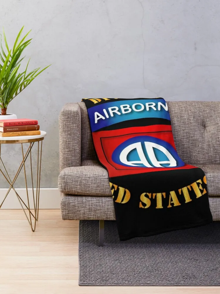 Army - 82nd Airborne Division - SSI - Ver 2 Throw Blanket Extra Large Throw Multi-Purpose Travel Flannels Thin Blankets