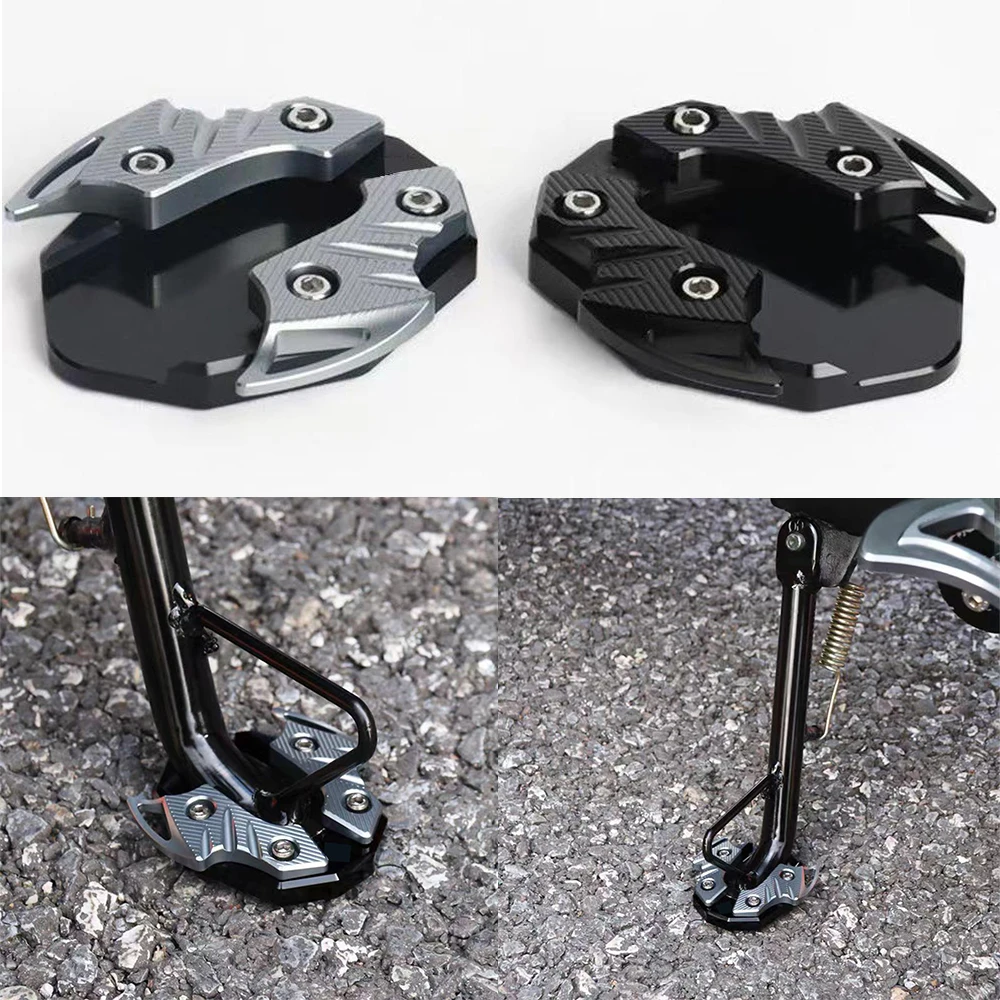 Universal Motorcycle Side Stand Cover Bat Design Shape Aluminum Alloy Support Footrest, Anti-Slip Wide Base for Secure Parking