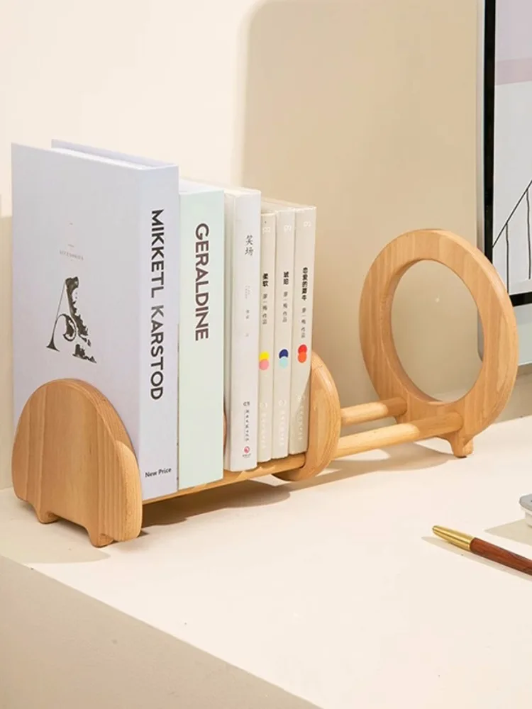 Creative Wooden Desktop Book Stand Illustrated Books Files Shelf Office Adjustable Bookends Student Table Organizer