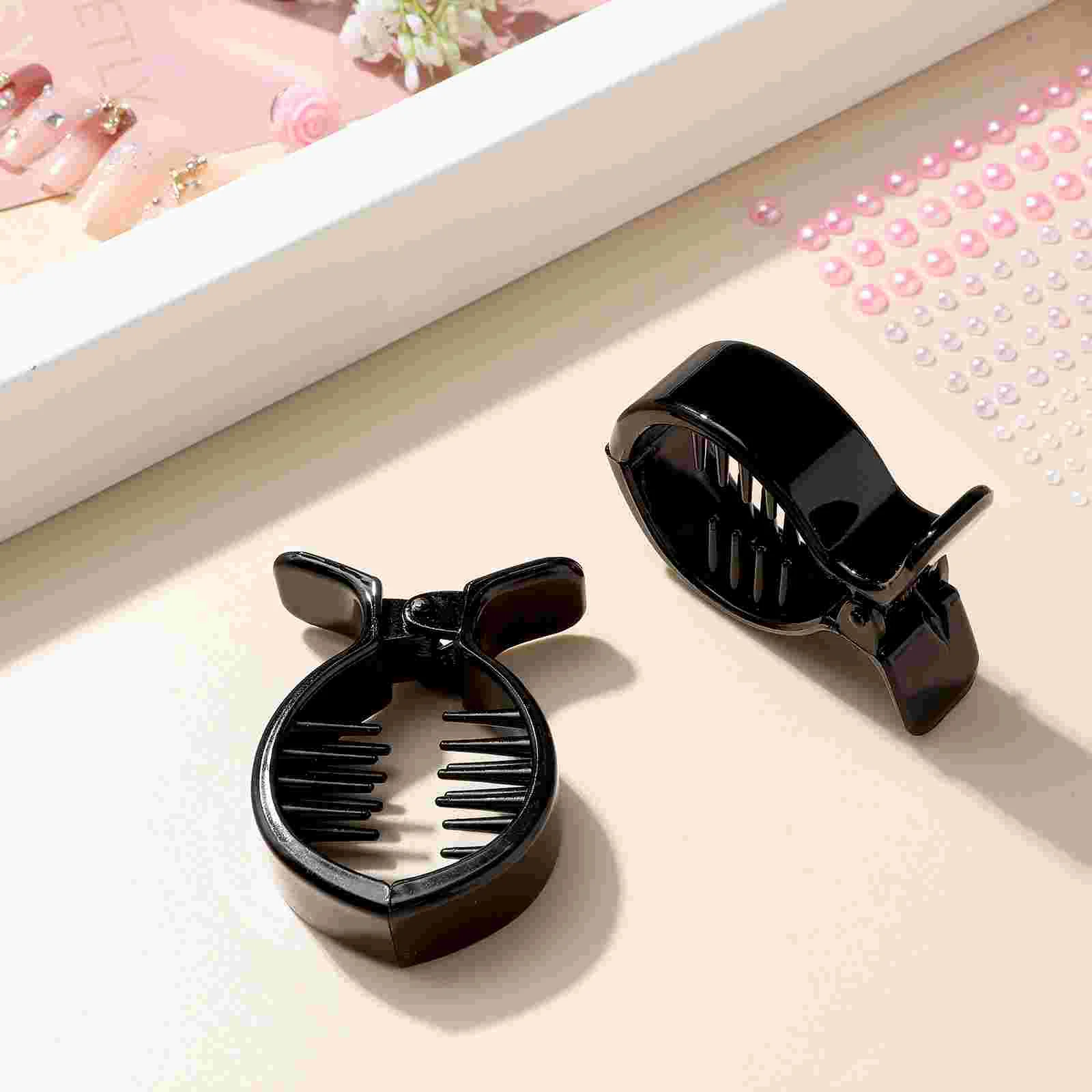 2 Pcs Hair Clip Holder Tail Bannana Clips for Silver Bobby Pins Updo Ponytail Toothed Small Miss