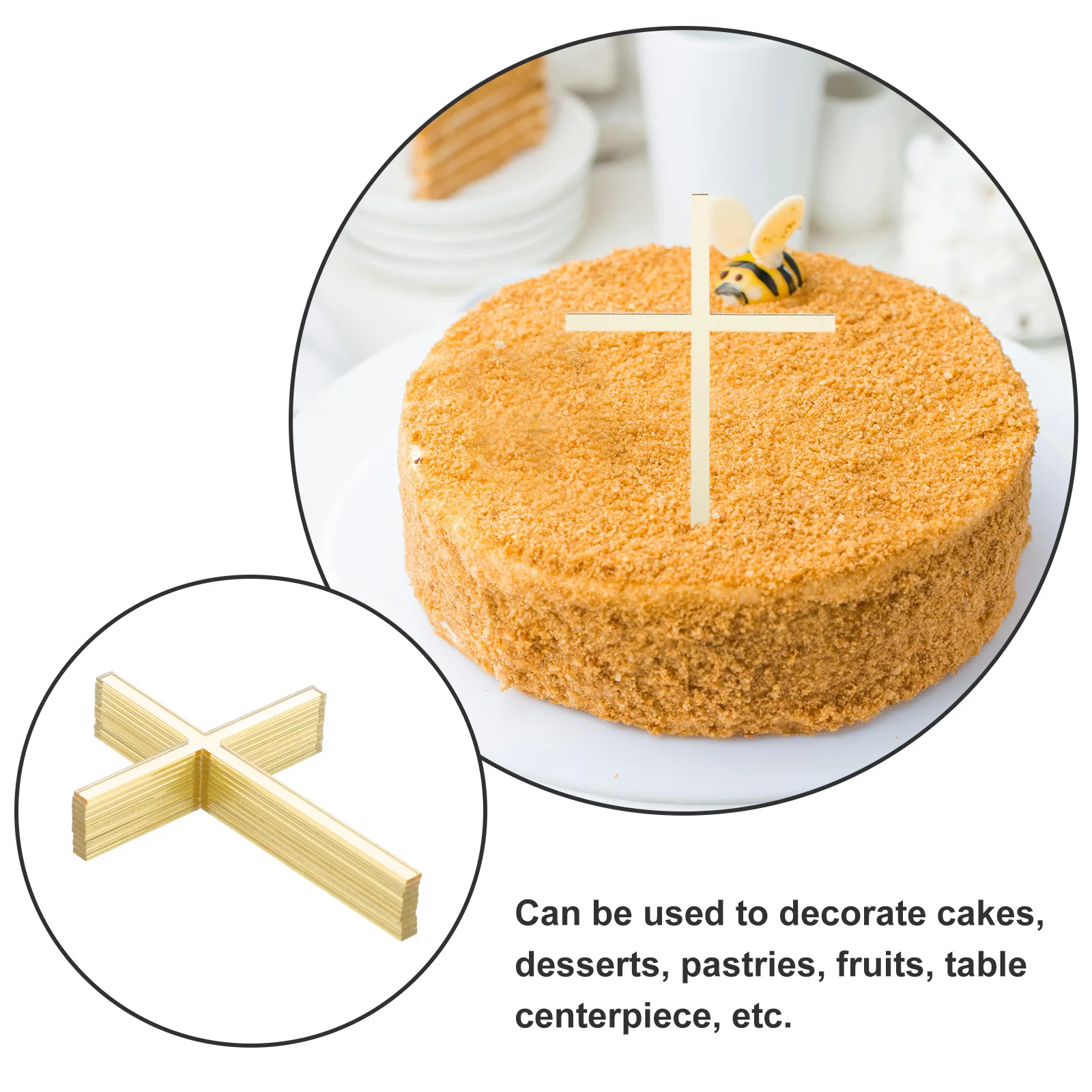 

10Pcs Cross Cake Decorations Acrylic Cake Toppers for Birthday Baptism Christening Party Dessert Decor Cupcake Toppers