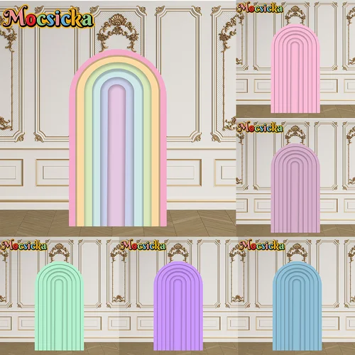 Imagen 1 del producto Mocsicka cubierta de arco de 2 caras Color sólido estilo 3D decoración telón de fondo Baby Shower arco pared bebé niños 1er cumpleaños fiesta graduación