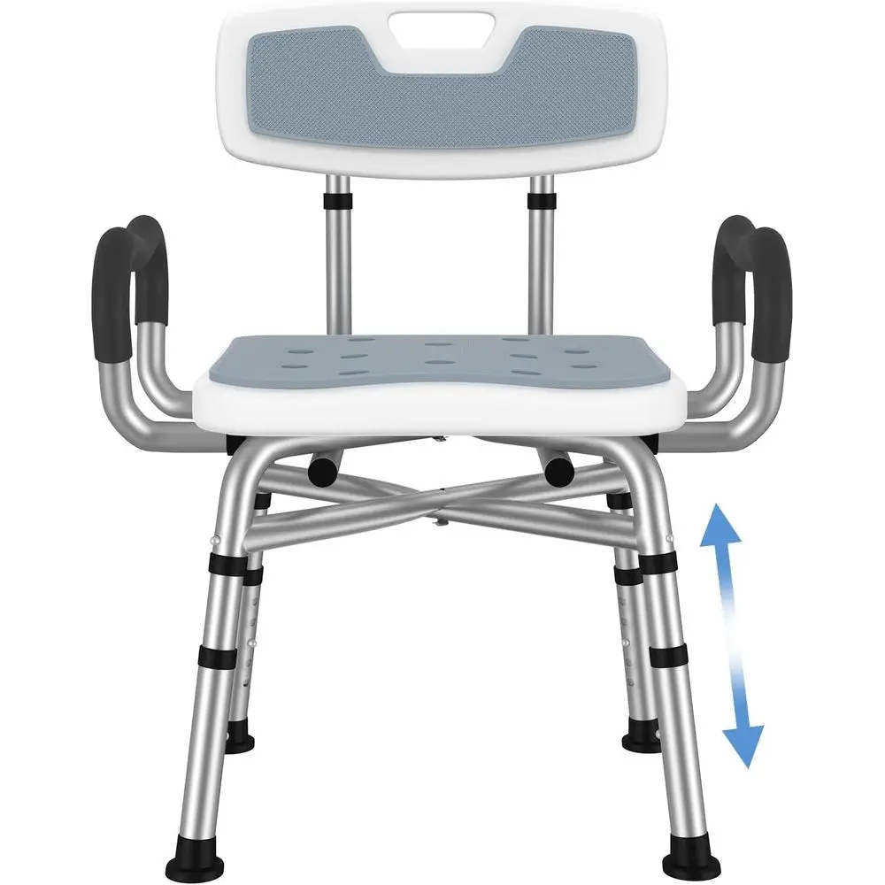 

Adjustable Shower Chair with Arms & Back, Stable Heavy Duty 550lbs Saety Bathtub Seat with Non-Slip eet, Rust-Resistant e & Tool