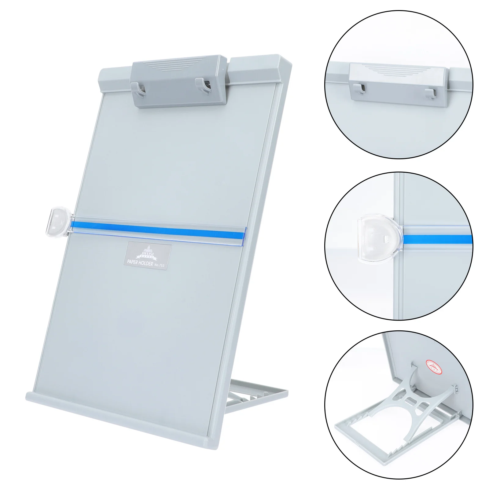 Porta documenti ergonomico in plastica Supporto per copia per scrivania Supporto da lettura regolabile per documenti Rapporti Raccoglitori Uso studio in ufficio