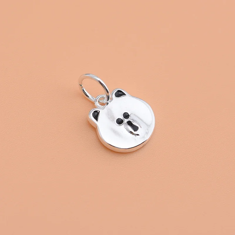 S925 Sterling silver gold plated cute Bear pendant DIY Korean fashion pop jewelry bracelet necklace accessory women image 3
