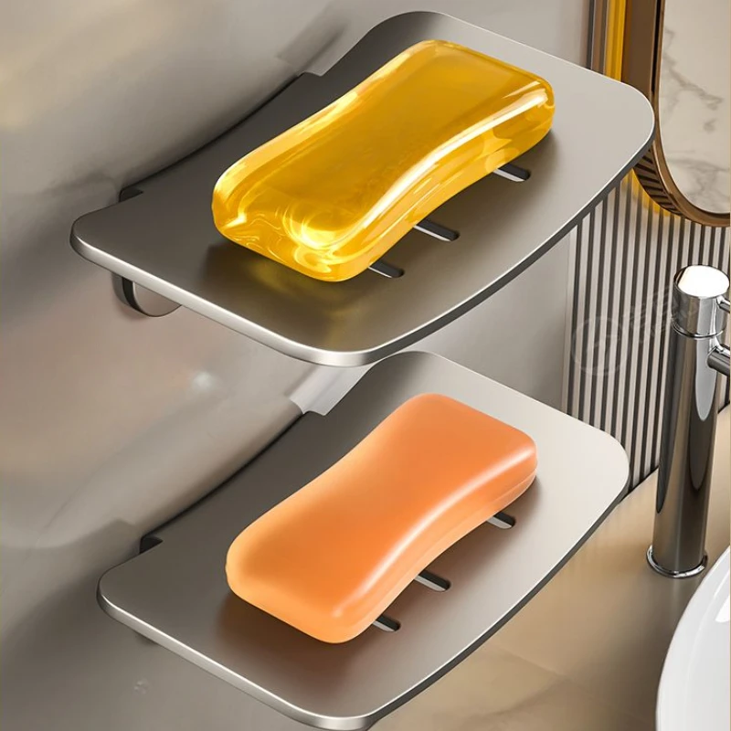 Punch-free Soap Box Metal Soap Dish Durable Storage Rack Bathroom Product Kitchen Sink Organizer Wall Mounted Drainable Soap Box